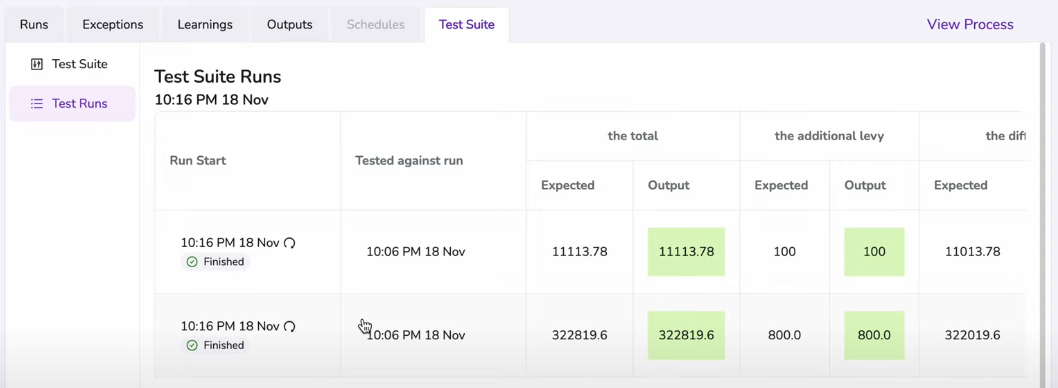 Screenshot of Kognitos' HAL Auto-Test suite